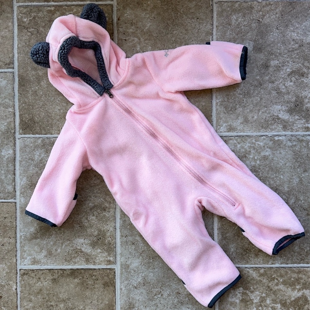 Columbia Pink Baby Girls Fleece Bunting Foldover Hands & Feet 3-6 Months